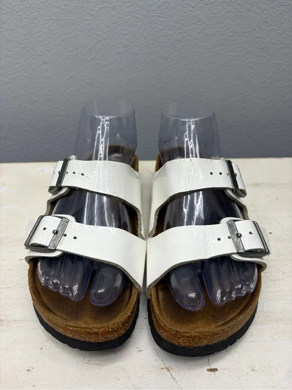 Birkenstock White Patent Leather Arizona Sandals Size 36